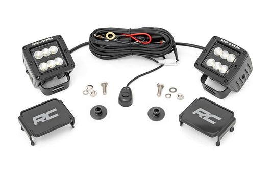 Rough Country 71046 LED Light Kit | Ditch Mount | 2" Black Pair | Flood Pattern | Ford Bronco (21-25)