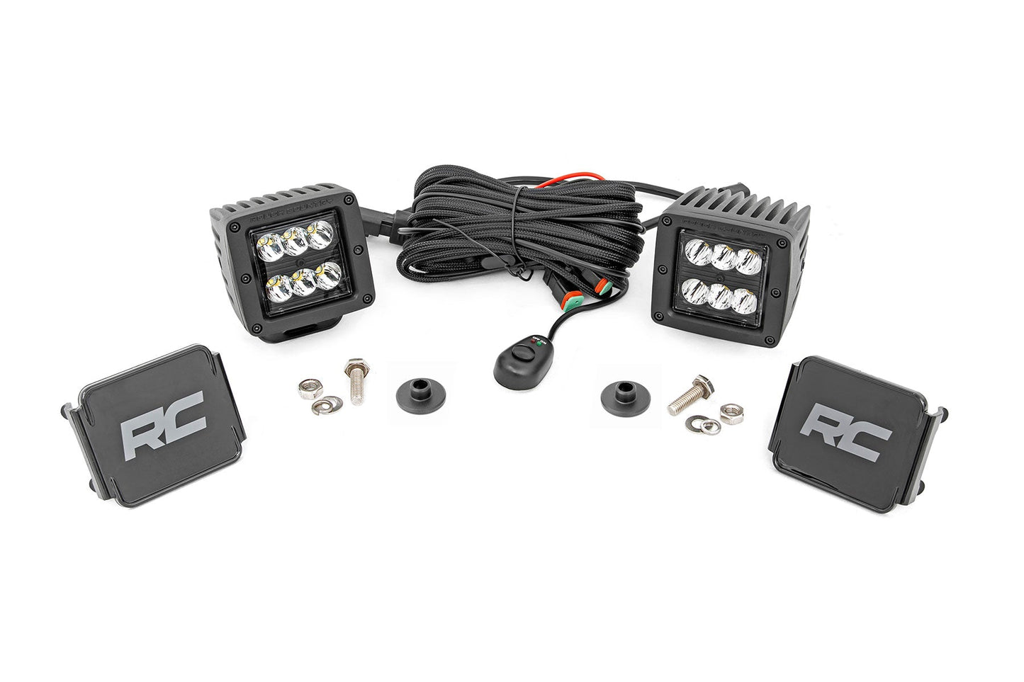 Rough Country 71047 LED Light Kit | Ditch Mount | 2" Black Pair | Spot Pattern | Ford Bronco (21-25)
