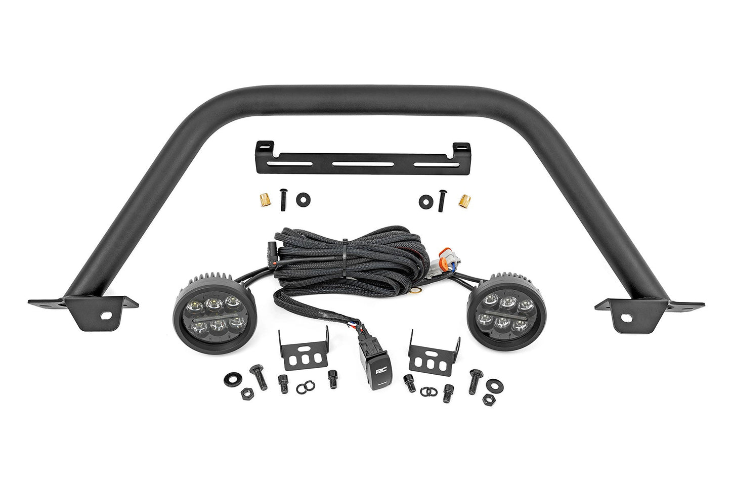 Rough Country 51111 Safari Bar | 3.5" Round LED (Pair) | Black | Amber DRL | OE Modular Steel | Ford Bronco (21-25)