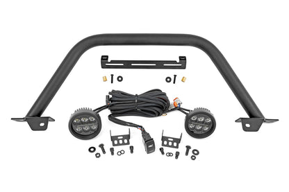 Rough Country 51111 Safari Bar | 3.5" Round LED (Pair) | Black | Amber DRL | OE Modular Steel | Ford Bronco (21-25)