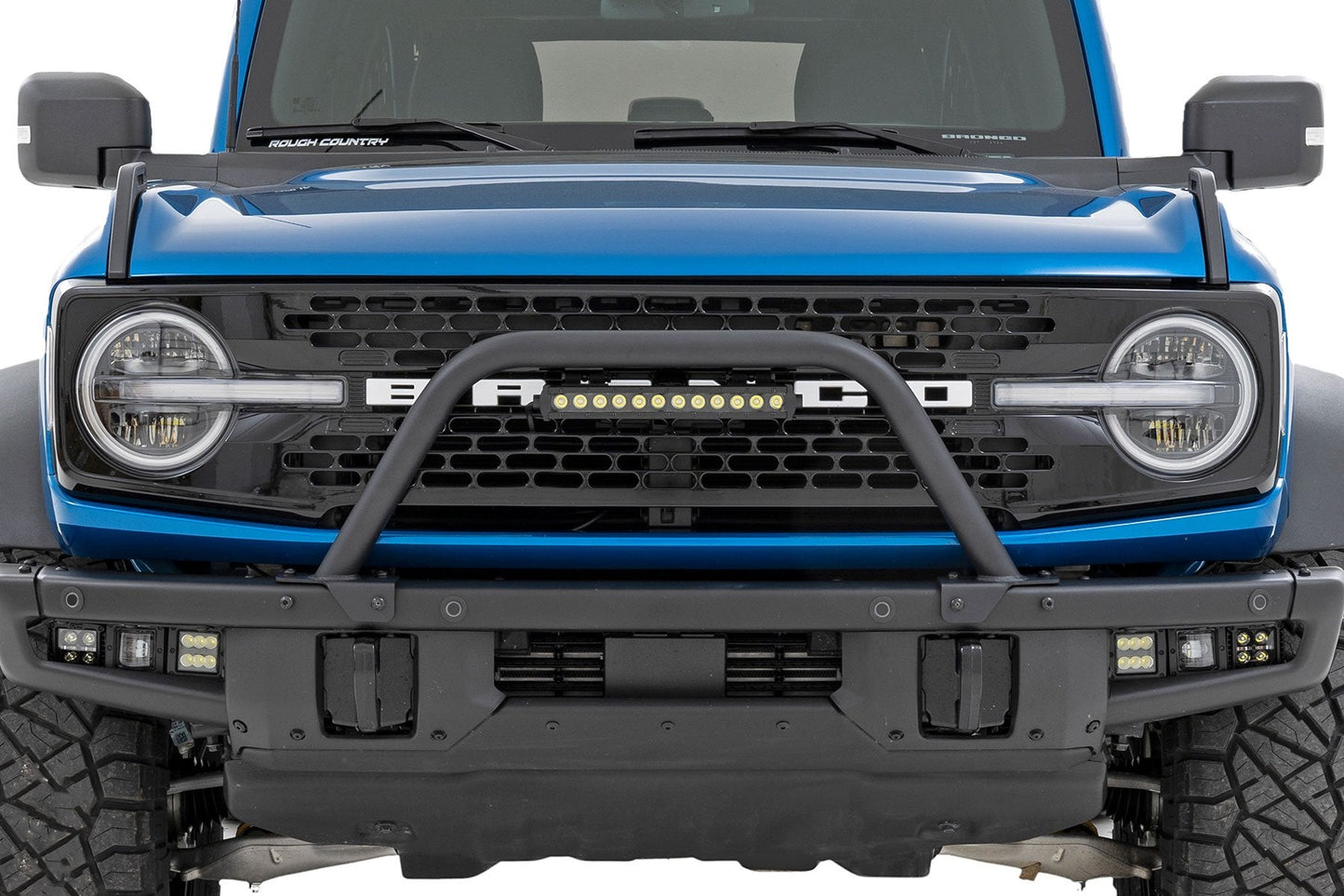 Rough Country 51117 Safari Bar | 12" LED Light Bar | Black | DRL | Single Row | OE Modular Steel | Ford Bronco (21-25)