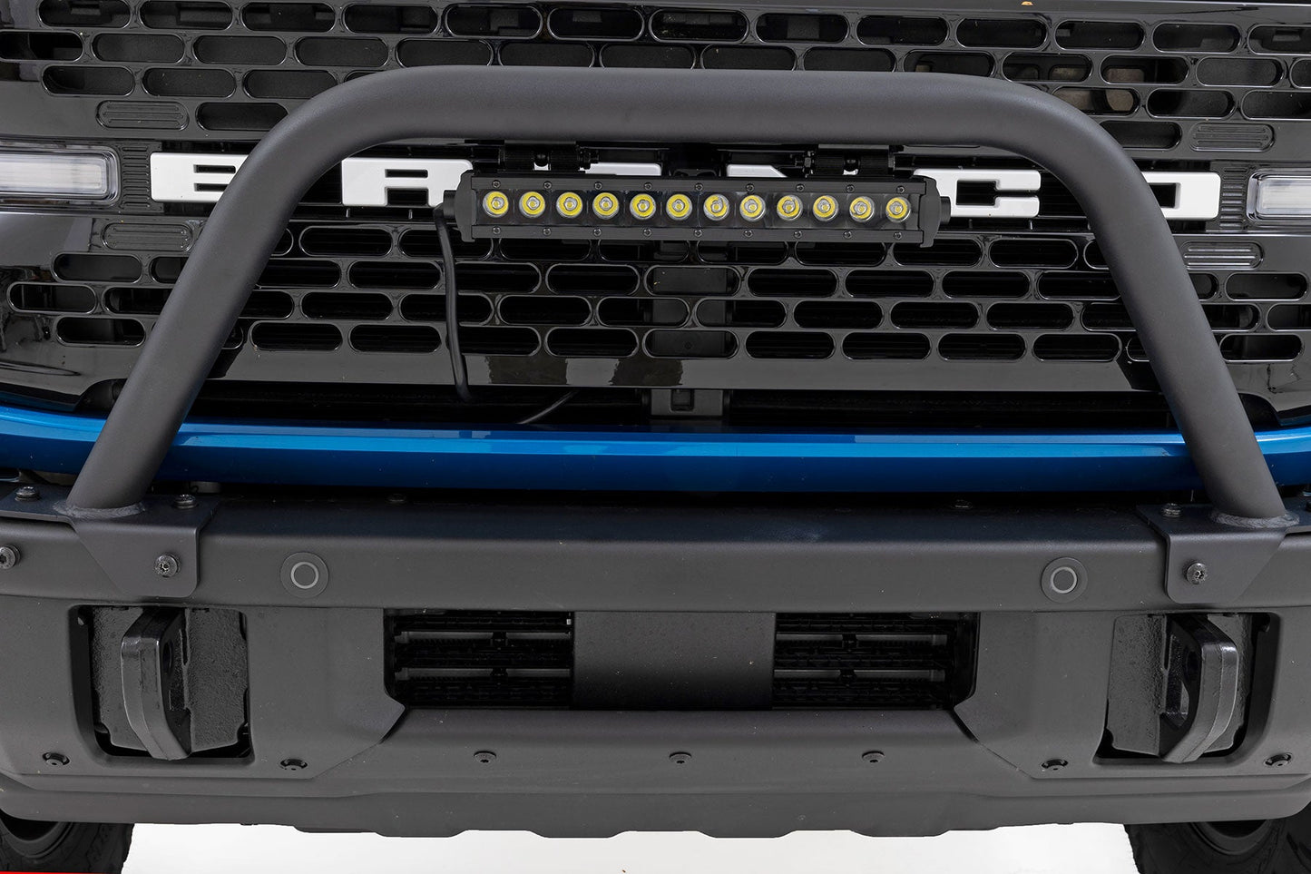 Rough Country 51117 Safari Bar | 12" LED Light Bar | Black | DRL | Single Row | OE Modular Steel | Ford Bronco (21-25)