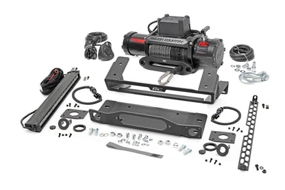 Rough Country 51099 High Winch Mount | All Models | 12000S | 20 Inch Black Single Row LED | Ford Bronco (21-25)