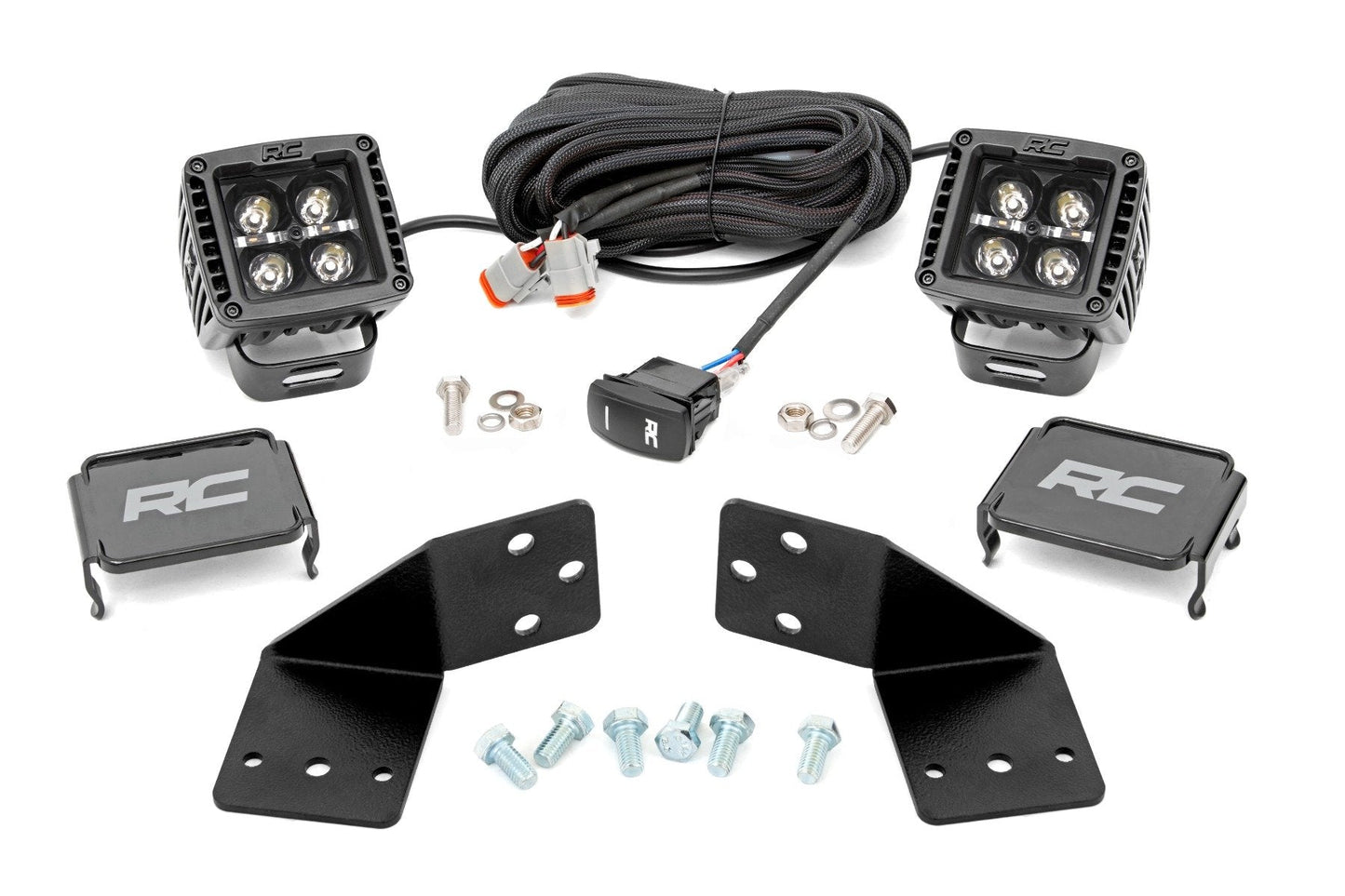 Rough Country 96111 LED Light Kit | Rear Mount | 2" Black Pair | White DRL | CFMOTO UFORCE 1000