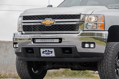 Rough Country 70628DRLA LED Light Kit | Fog Mount | 2" Black Pair | Amber DRL | Chevy Silverado 2500 HD/3500 HD (11-14)