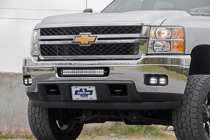 Rough Country 70628DRL LED Light Kit | Fog Mount | 2" Black Pair | White DRL | Chevy Silverado 2500 HD/3500 HD (11-14)