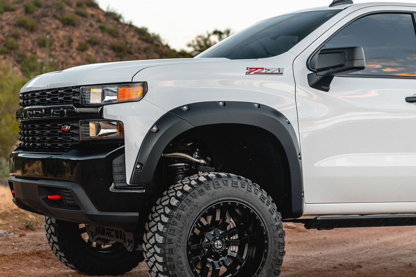 Rough Country F-C11911A-GAZ Pocket Fender Flares | GAZ Summit White | Chevy Silverado 1500 2WD/4WD (19-21)