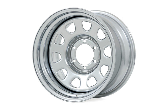 Rough Country RC158545C Steel Wheel | Chrome | 15x8 | 5x4.5 | 3.30 Bore | -19