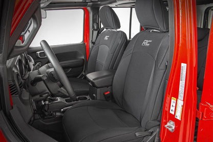 Rough Country 91012 Seat Covers | Front and Rear w/ Armrest | Jeep Wrangler Unlimited 4WD (18-25)