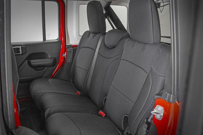 Rough Country 91012 Seat Covers | Front and Rear w/ Armrest | Jeep Wrangler Unlimited 4WD (18-25)