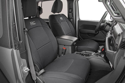 Rough Country 91012 Seat Covers | Front and Rear w/ Armrest | Jeep Wrangler Unlimited 4WD (18-25)