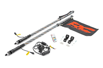 Rough Country 93199 Whip Mount | 4' Multl-Color LED Whip Pair | Can-AM Defender/Segway
