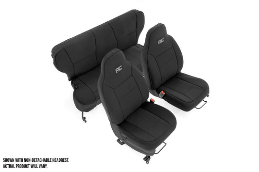 Rough Country 91023 Seat Covers | Detachable Headrest FR & RR | Jeep Cherokee XJ 2WD/4WD (97-01)