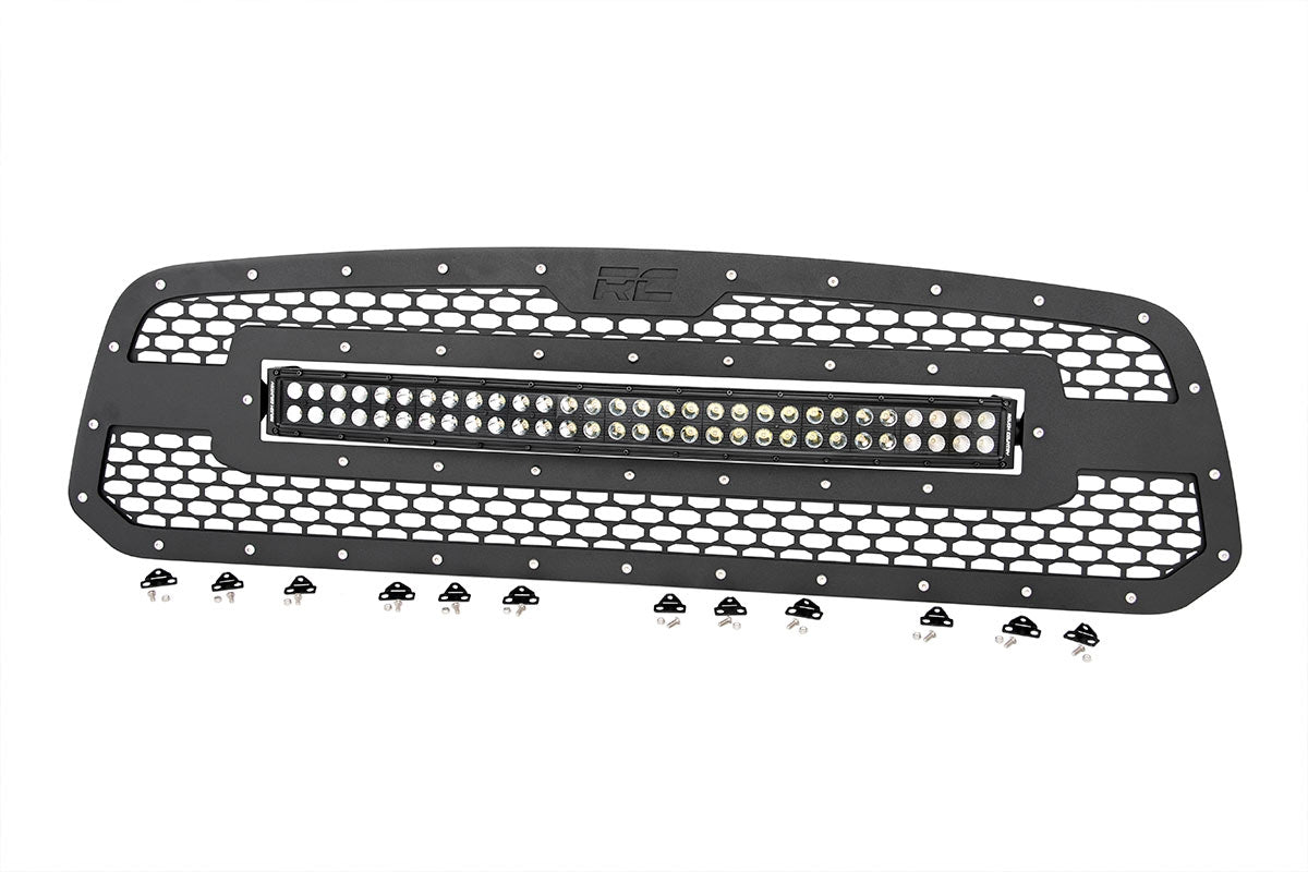 Rough Country 70199 Mesh Grille | 30" Dual Row LED | Black | Ram 1500 2WD/4WD (2013-2018 & Classic)