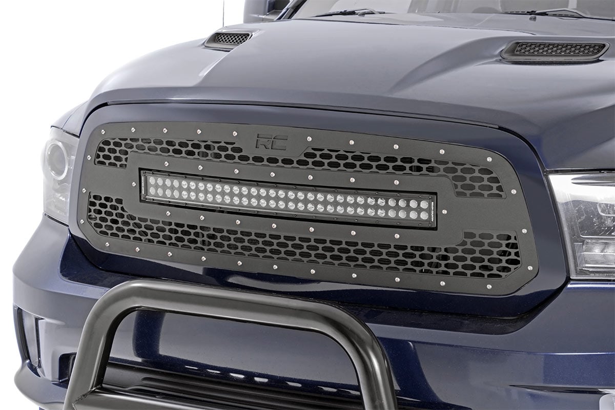 Rough Country 70199 Mesh Grille | 30" Dual Row LED | Black | Ram 1500 2WD/4WD (2013-2018 & Classic)