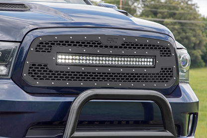 Rough Country 70199DRL Mesh Grille | 30" Dual Row LED | Black | White DRL | Ram 1500 2WD/4WD (13-18 & Classic)