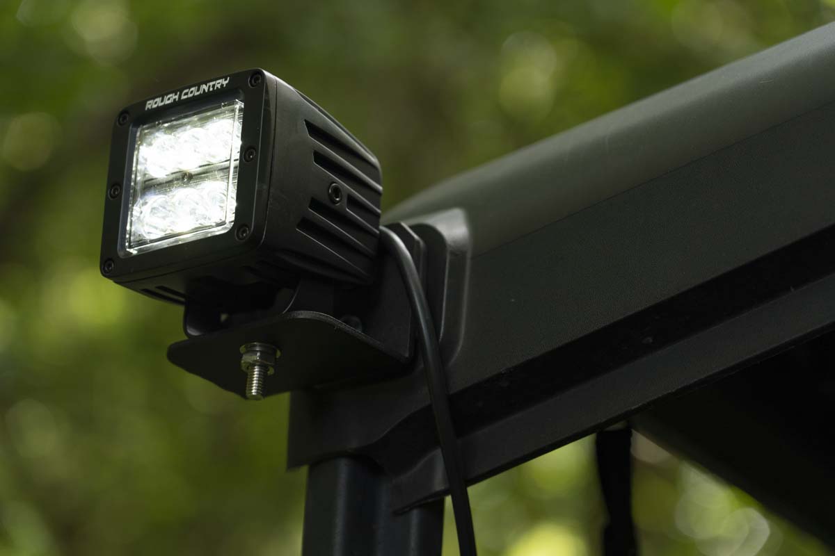 Rough Country 71011 LED Light | Cab Mount | 2" Black Pair | Flood | Can-Am Defender HD 5/HD 8/HD 9/HD 10