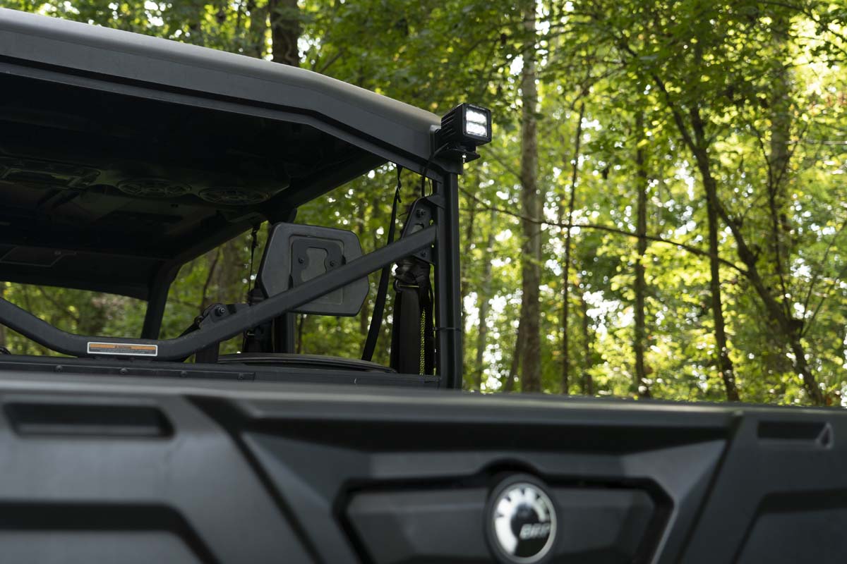 Rough Country 71011 LED Light | Cab Mount | 2" Black Pair | Flood | Can-Am Defender HD 5/HD 8/HD 9/HD 10