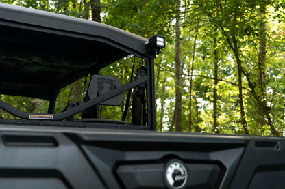 Rough Country 71011 LED Light | Cab Mount | 2" Black Pair | Flood | Can-Am Defender HD 5/HD 8/HD 9/HD 10