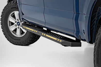 Rough Country 57005 AC2 Running Boards | Amber/White | Crew Cab | Ford F-150/Lightning/F-250/F-350/Raptor (15-26)