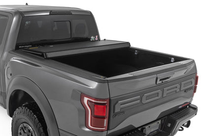 Rough Country 49221550 Hard Tri-Fold Flip Up Bed Cover | 5'7" Bed | Ford F-150 (21-25)/F-150 Lightning (22-25)