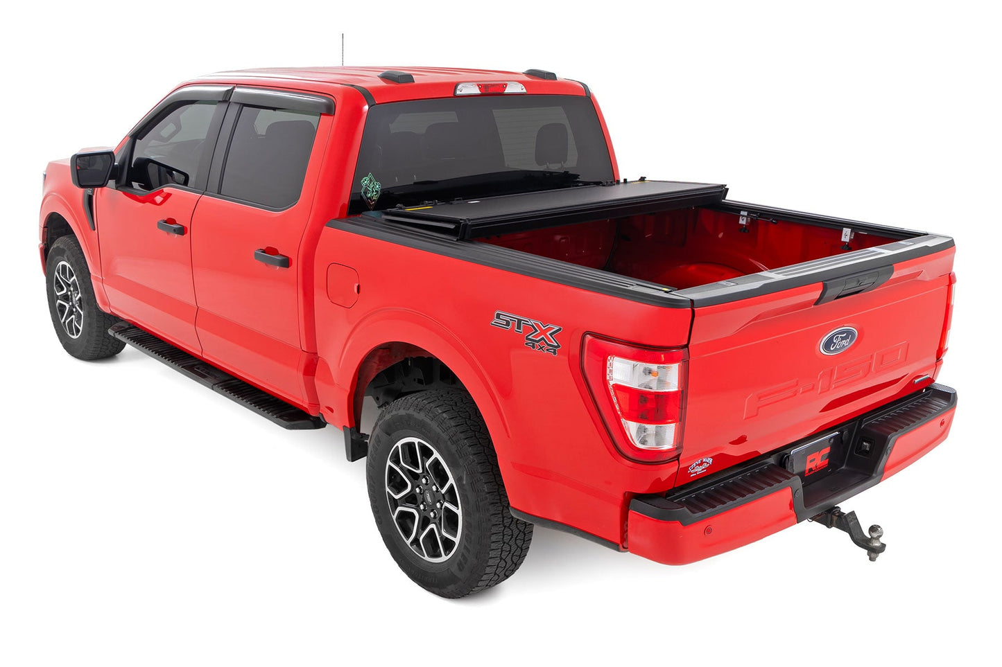 Rough Country 49220550 Hard Tri-Fold Flip Up Bed Cover | 5'7" Bed | Ford F-150 2WD/4WD (2015-2020)