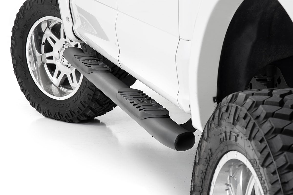 Rough Country 21005 Oval Nerf Step | Crew Cab | Black | Ford F-150/Lightning/F-250/F-350/Raptor (15-26)
