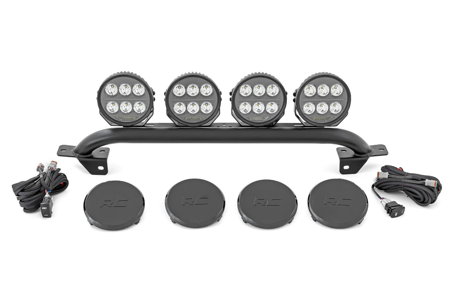 Rough Country 51137 Light Bar Mount | 6.5 Inch Round LED (Quad) | OE Modular Steel | Ford Bronco (21-25)