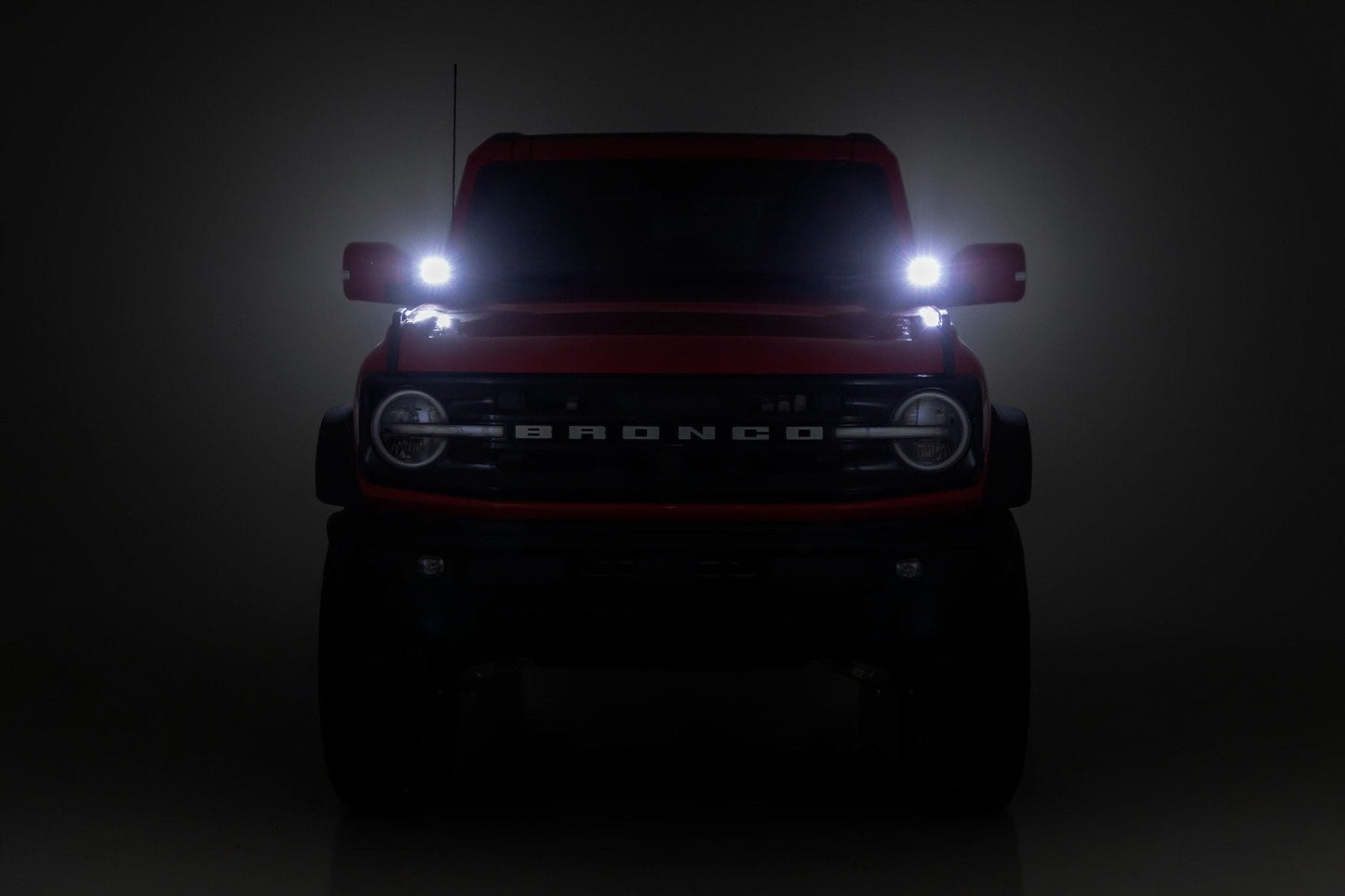Rough Country 71078 LED Light Kit | Ditch Mount | 3.5" Black Round Pair | Amber DRL | Ford Bronco (21-25)