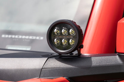Rough Country 71078 LED Light Kit | Ditch Mount | 3.5" Black Round Pair | Amber DRL | Ford Bronco (21-25)