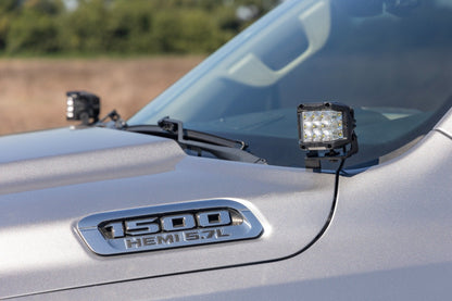 Rough Country 82289 LED Light Kit | Ditch Mount | 2" Black Pair | Amber DRL | Ram 1500 (19-26)