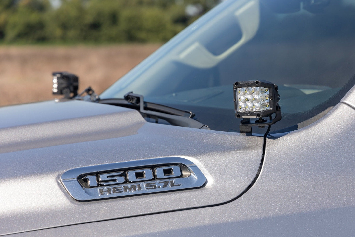 Rough Country 82294 LED Light Kit | Ditch Mount | Black Series Round | 3.5 Inch | Amber DRL | Ram 1500 (19-26)