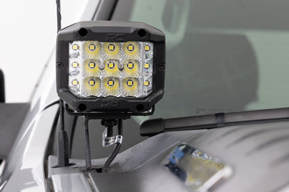 Rough Country 71060 LED Light | Ditch Mount | 2" Black Pair | White DRL | Chevy 1500 (2007-2013)