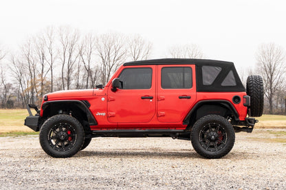 Rough Country 21016 Oval Nerf Steps | 4 Door | Black | Jeep Wrangler Unlimited 4WD (2018-2025)