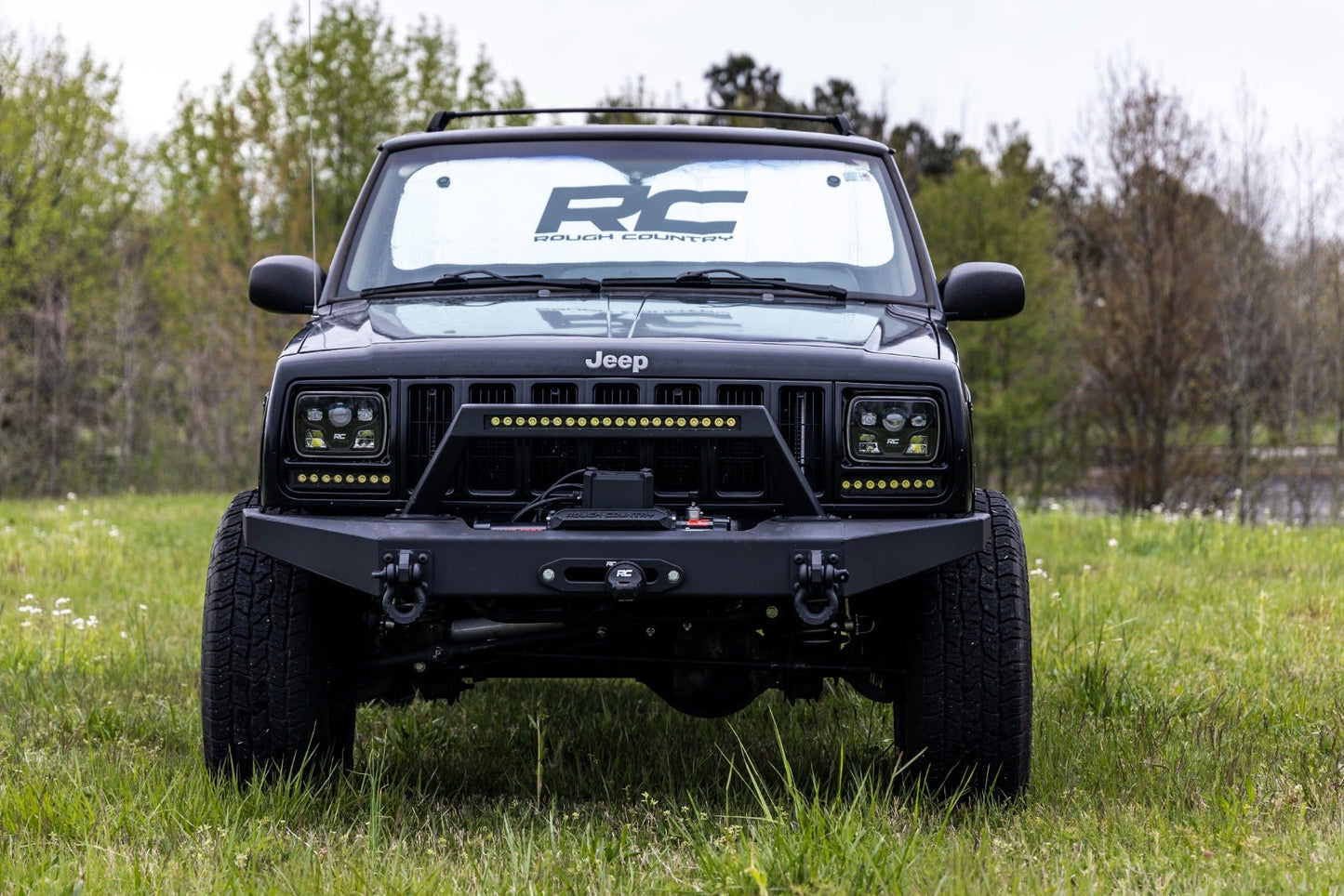 Rough Country 70728BLDRL 8 Inch Black Series LED Light Bar | Single Row | Cool White DRL | Pair