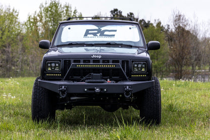Rough Country 70728BLDRL 8 Inch Black Series LED Light Bar | Single Row | Cool White DRL | Pair