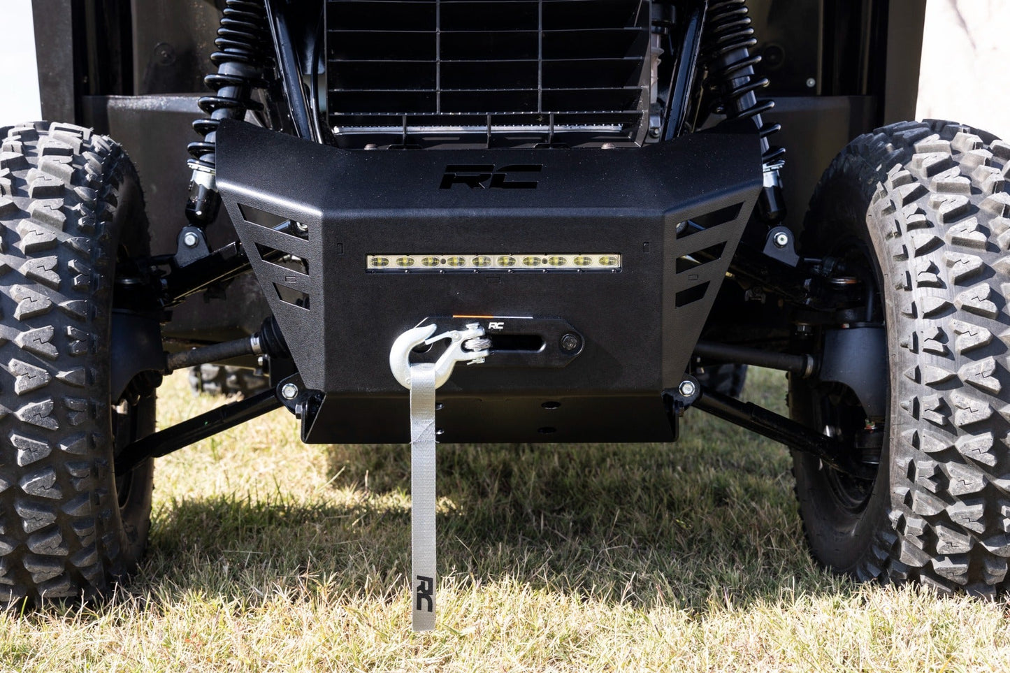 Rough Country 92078 Winch Plate | 10" Black Slimline | Honda Pioneer 520