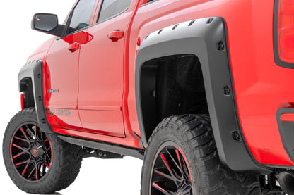 Rough Country F-C11413A-GAZ Pocket Fender Flares | 5'9" Bed | GAZ Summit White | Chevy Silverado 1500 (14-18 & Classic)