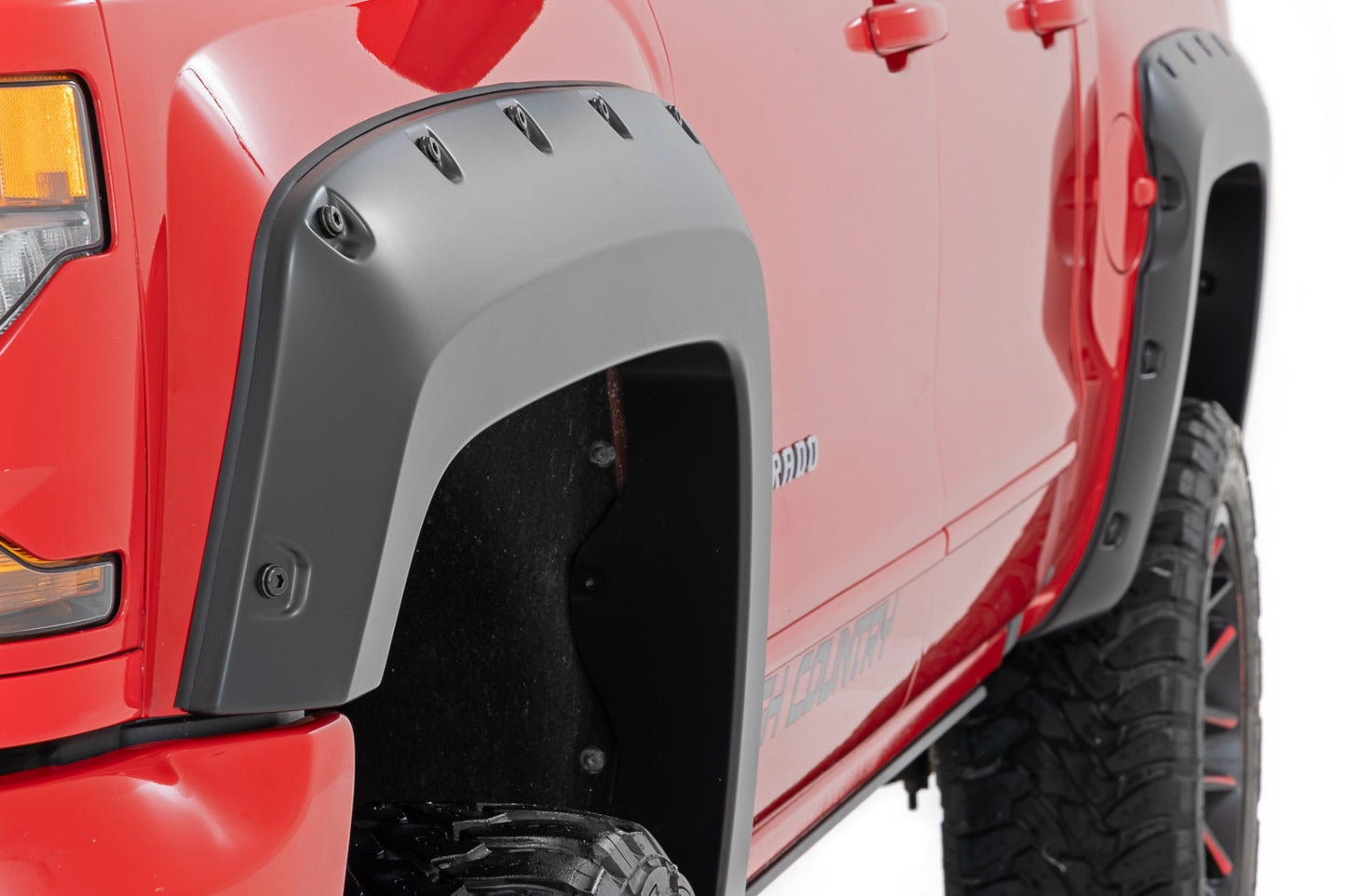 Rough Country F-C11412B-G9K Pocket Fender Flares | 6'7" & 8' Bed | G9K Satin Steel | Chevy Silverado 1500 (14-18)/2500HD