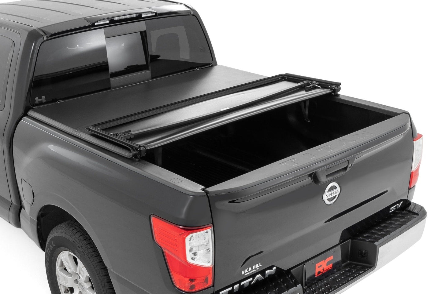 Rough Country 41816555A Soft Tri-Fold Bed Cover | 5'7" Bed | Nissan Titan 2WD/4WD (2017-2024)