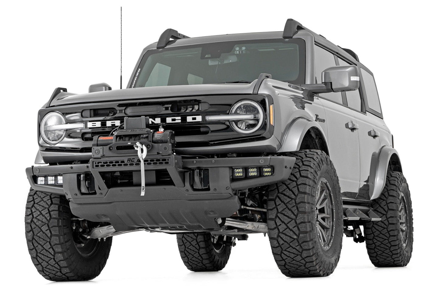 Rough Country 51099 High Winch Mount | All Models | 12000S | 20 Inch Black Single Row LED | Ford Bronco (21-25)