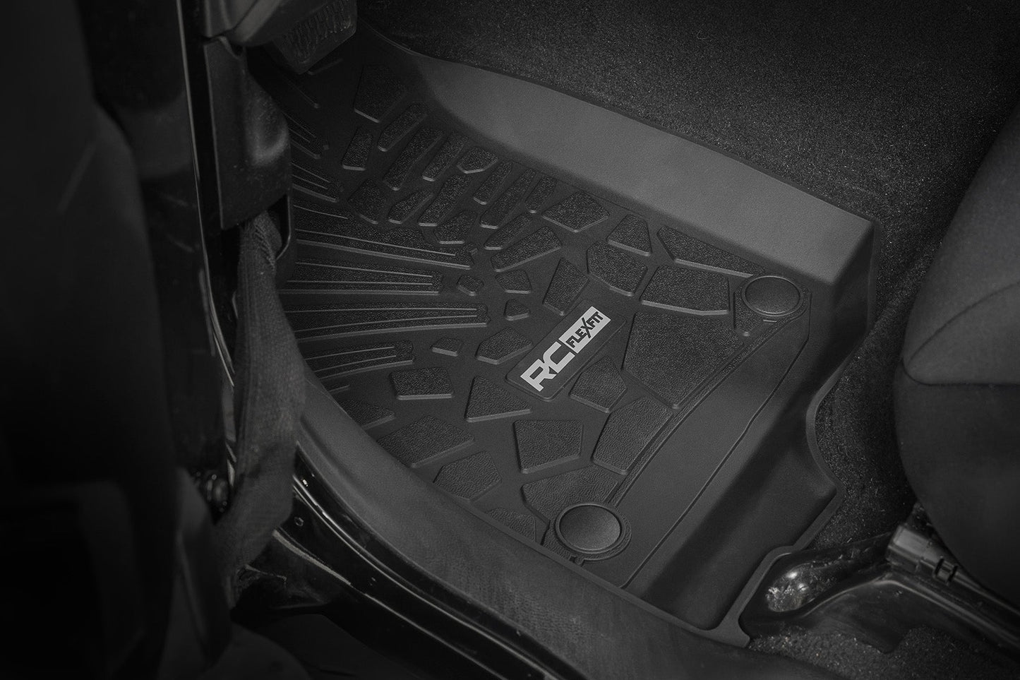 Rough Country FF-6011 Flex Fit Floor Mats | FR | 4 Door | Jeep Wrangler Unlimited 4WD (2018-2025)