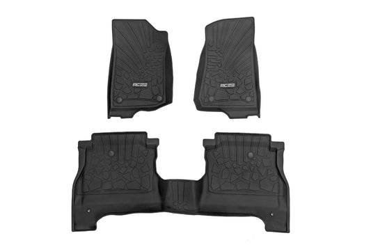 Rough Country FF-61501 Flex-Fit Floor Mats | FR & RR | RR Lockable | Jeep Gladiator JT 4WD (20-25)