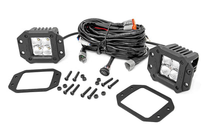 Rough Country 70803DRLA 2 Inch Chrome Series LED Light Pods | Flush Mount | Amber DRL