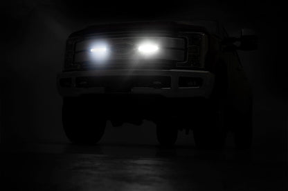 Rough Country 70697 LED Light Kit | Grille Mount | 8" Black Pair | Ford F-250 Super Duty (17-19)