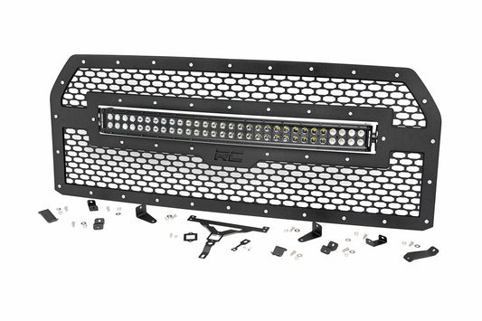 Rough Country 70193BDA Mesh Grille | 30" Dual Row LED | Black | Amber DRL | Ford F-150 (15-17)