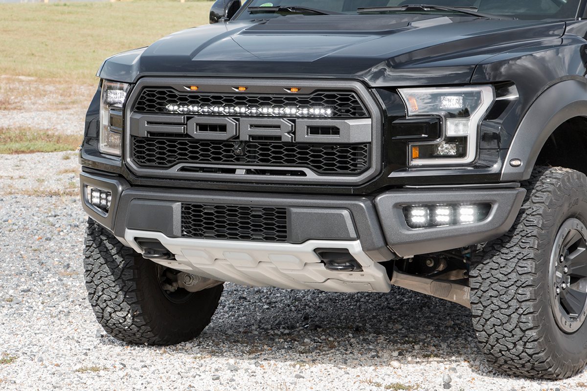 Rough Country 70701BLDRL LED Light Kit | Grille Mount | 30" Black Single Row | White DRL | Ford Raptor (17-20)