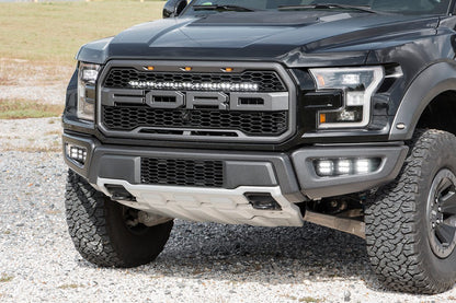 Rough Country 70701BLDRL LED Light Kit | Grille Mount | 30" Black Single Row | White DRL | Ford Raptor (17-20)