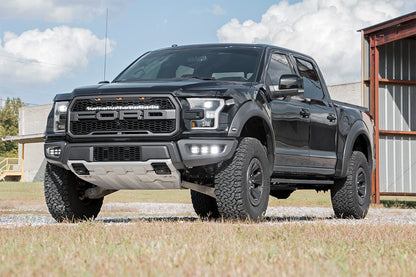 Rough Country 70701BLDRL LED Light Kit | Grille Mount | 30" Black Single Row | White DRL | Ford Raptor (17-20)