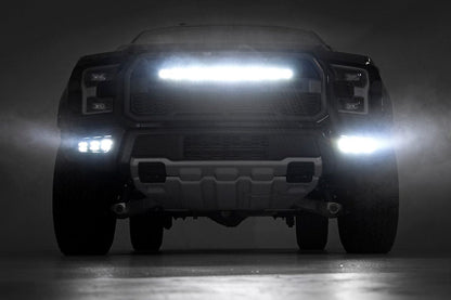 Rough Country 70702 LED Light Kit | Grille Mount | 30" Black Single Row | Ford Raptor 4WD (17-20)